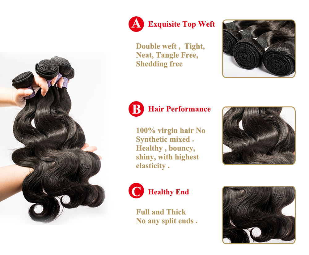 Body wave style brazilian hair weaving hair extensions YL070